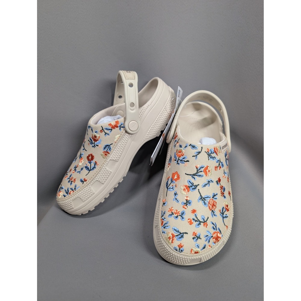 Crocs Classic Clog Womens 9 Men 7 Crafted Floral Embroidered New